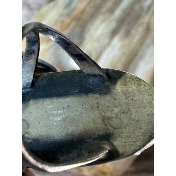 Shadow Box Coral Navajo Native American Sterling Silver Ring Size 7 - Picture 9 of 9